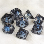 Fennek and Finch Inky Cap Mushroom Black Glitter Polyhedral 8 die set