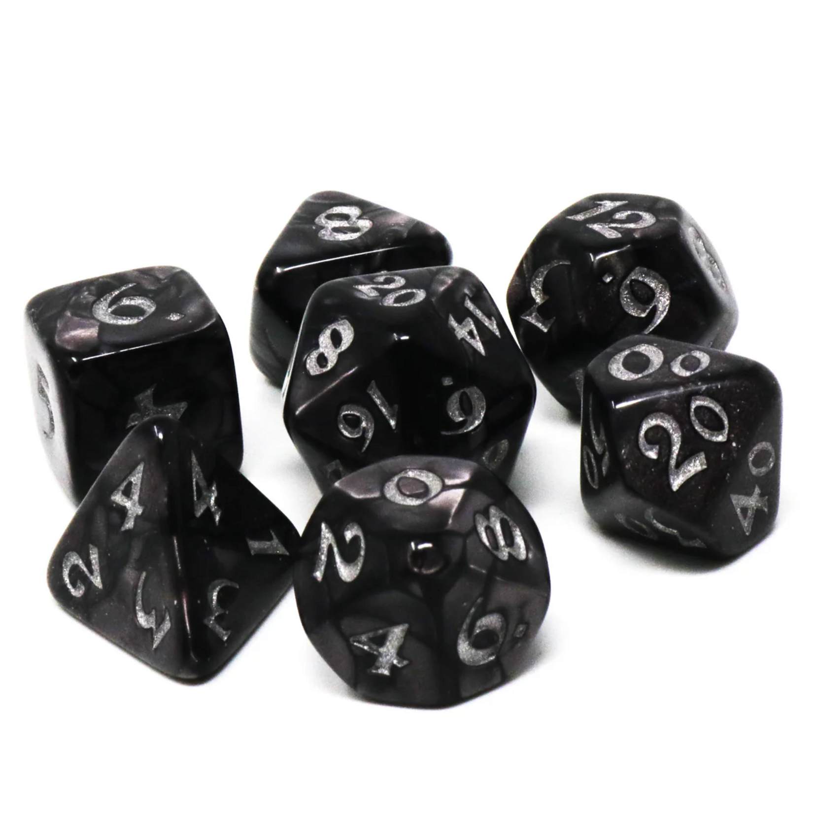 Die Hard Dice Die Hard Rerolls Re-Vive Black w/ Silver Recycled Polyhedral 7 die set