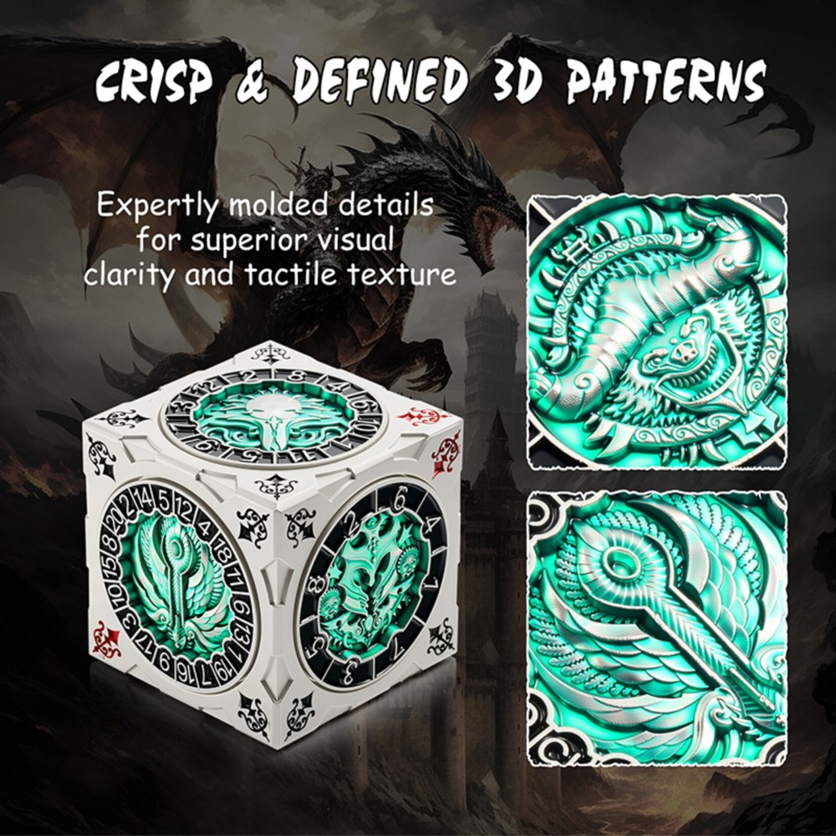 Dice Habit Dice Habit Cube Spinner Dice Green and Silver