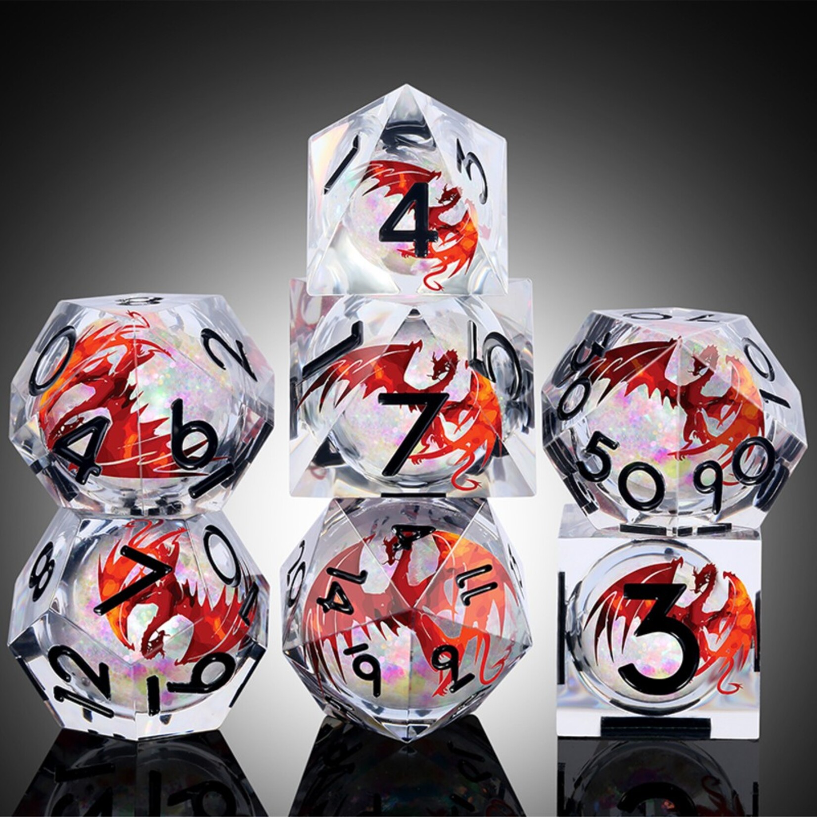 Dice Habit Dice Habit Liquid Core Dragon Ember Polyhedral 7 Die Set