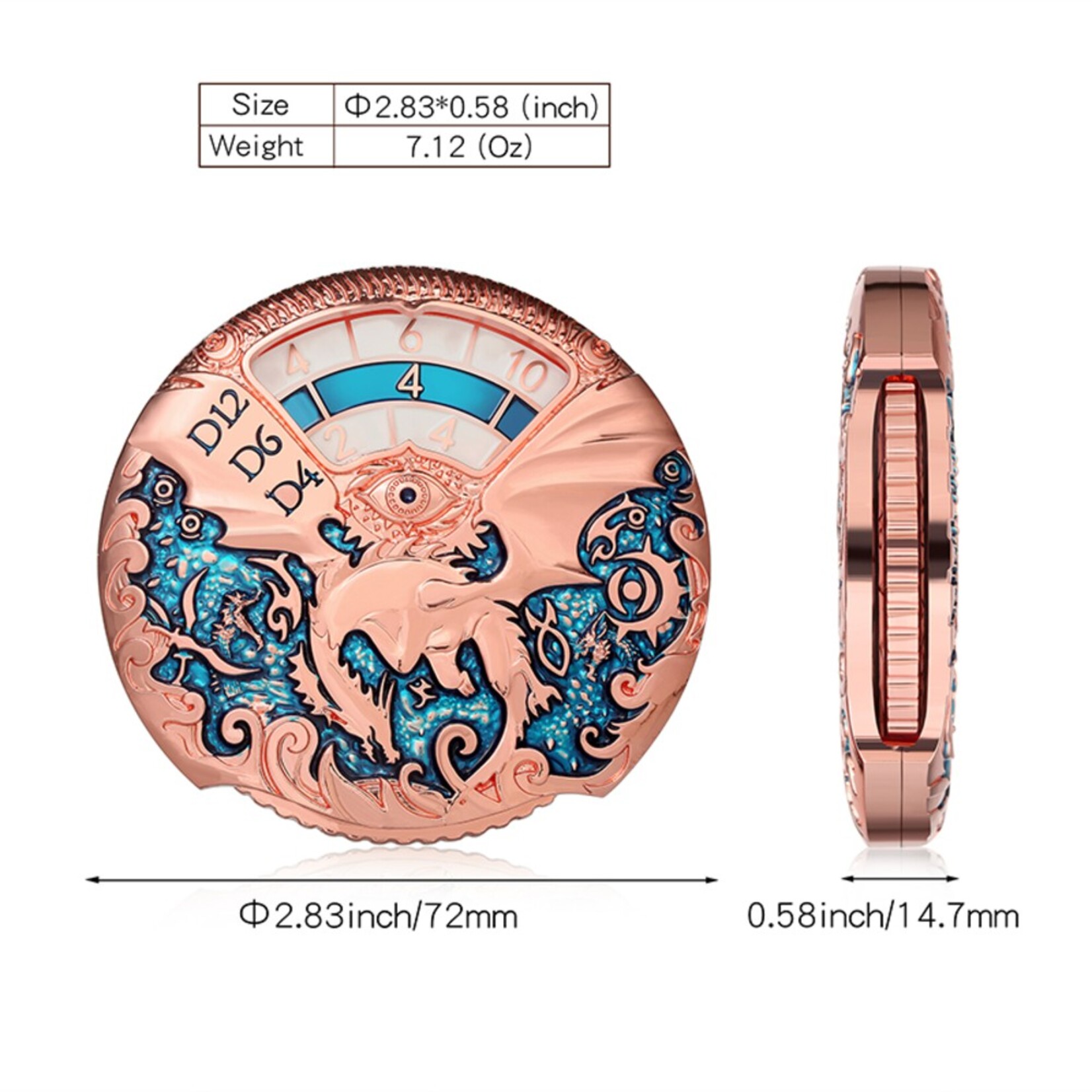 Dice Habit Dice Habit Dragon Roulette Spinner Dice Blue and Copper