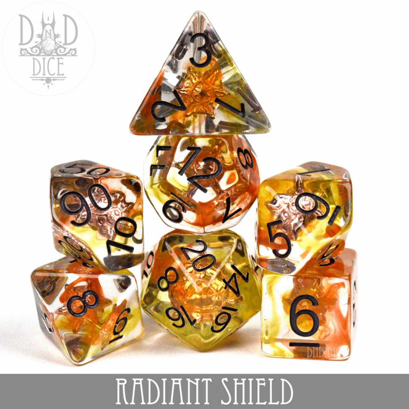 DND Dice DND Dice Radiant Shield Polyhedral 7 die set