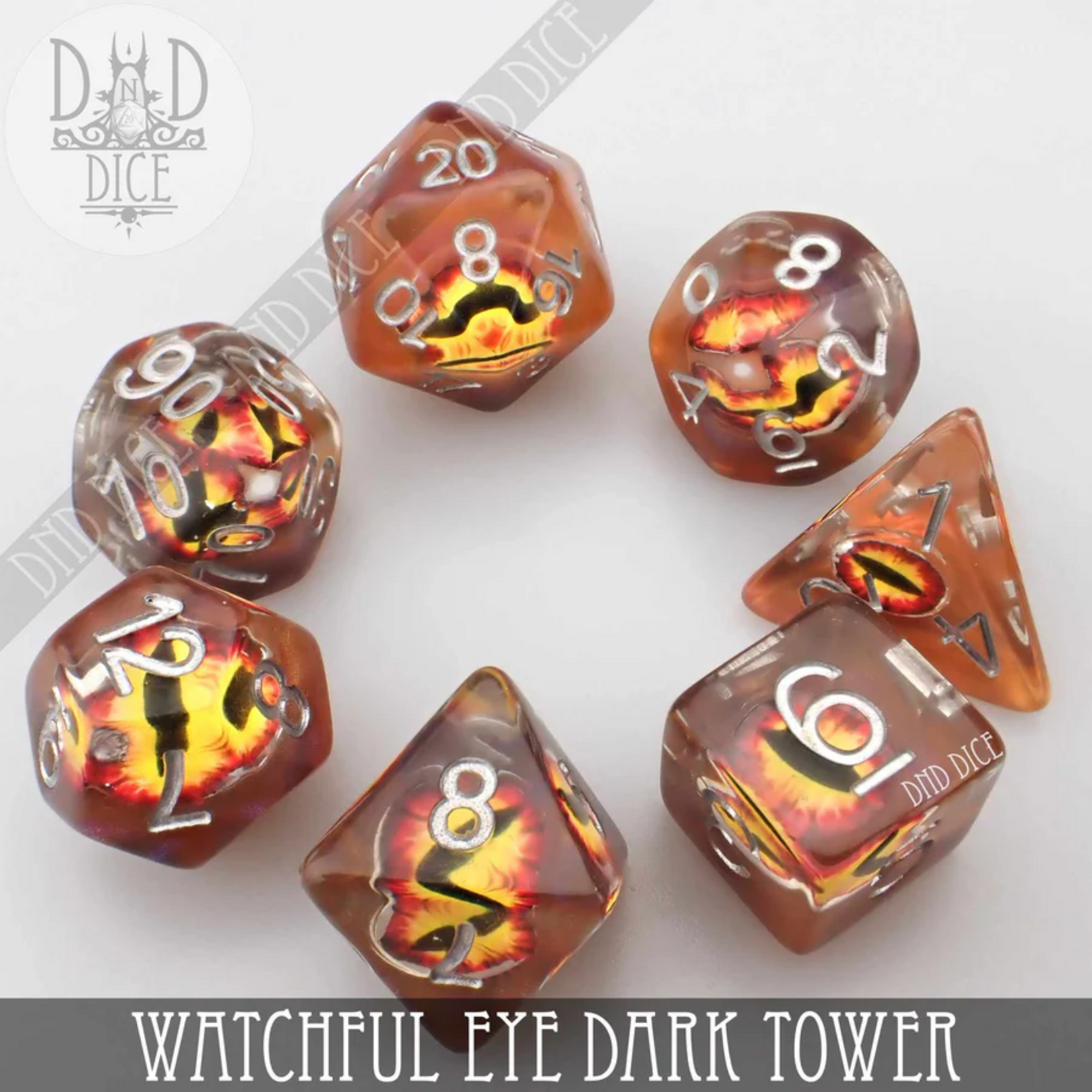 DND Dice DND Dice Watchful Eye Dark Tower Polyhedral 7 die set