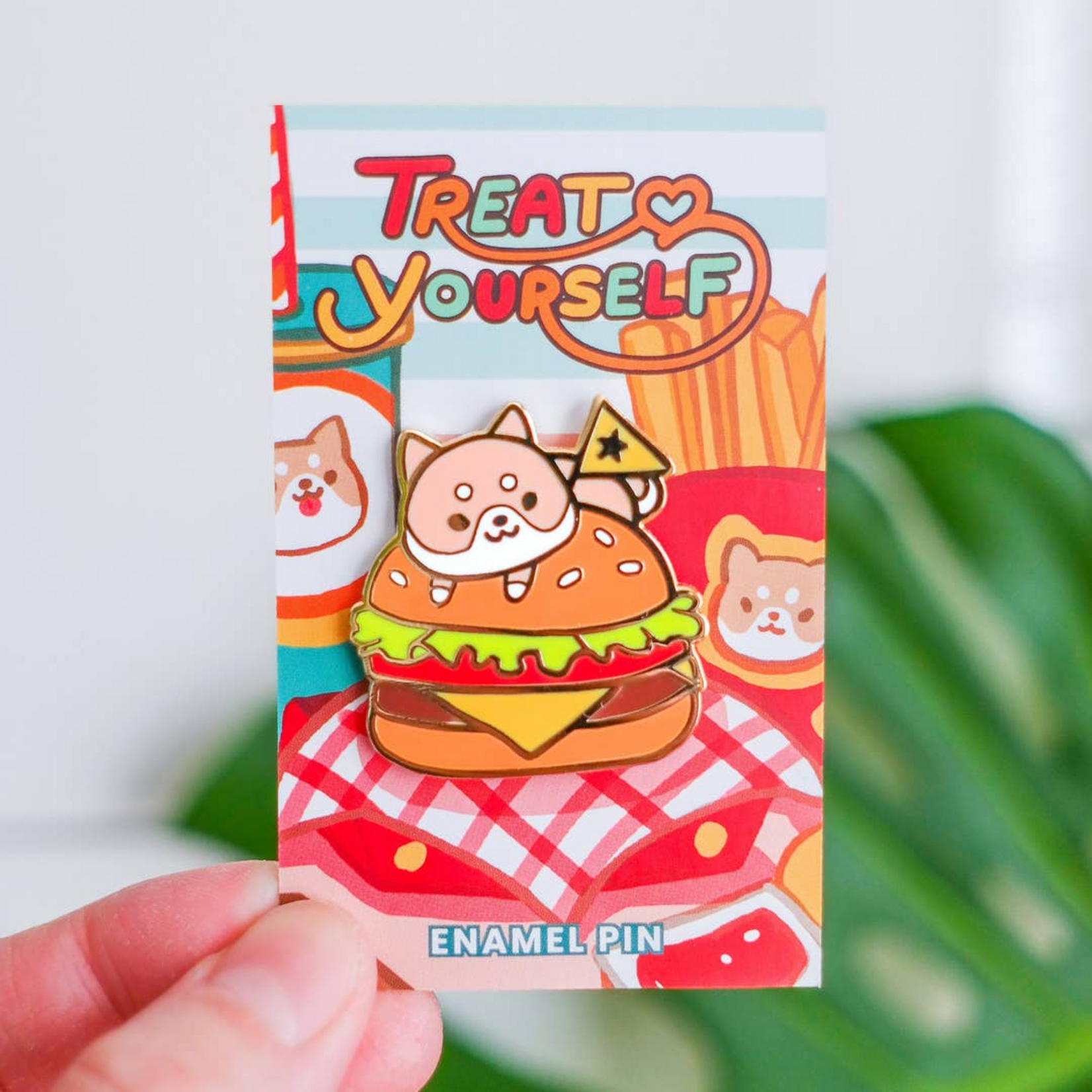 Thousand Skies Fast Food Burger and Shiba Enamel Pin