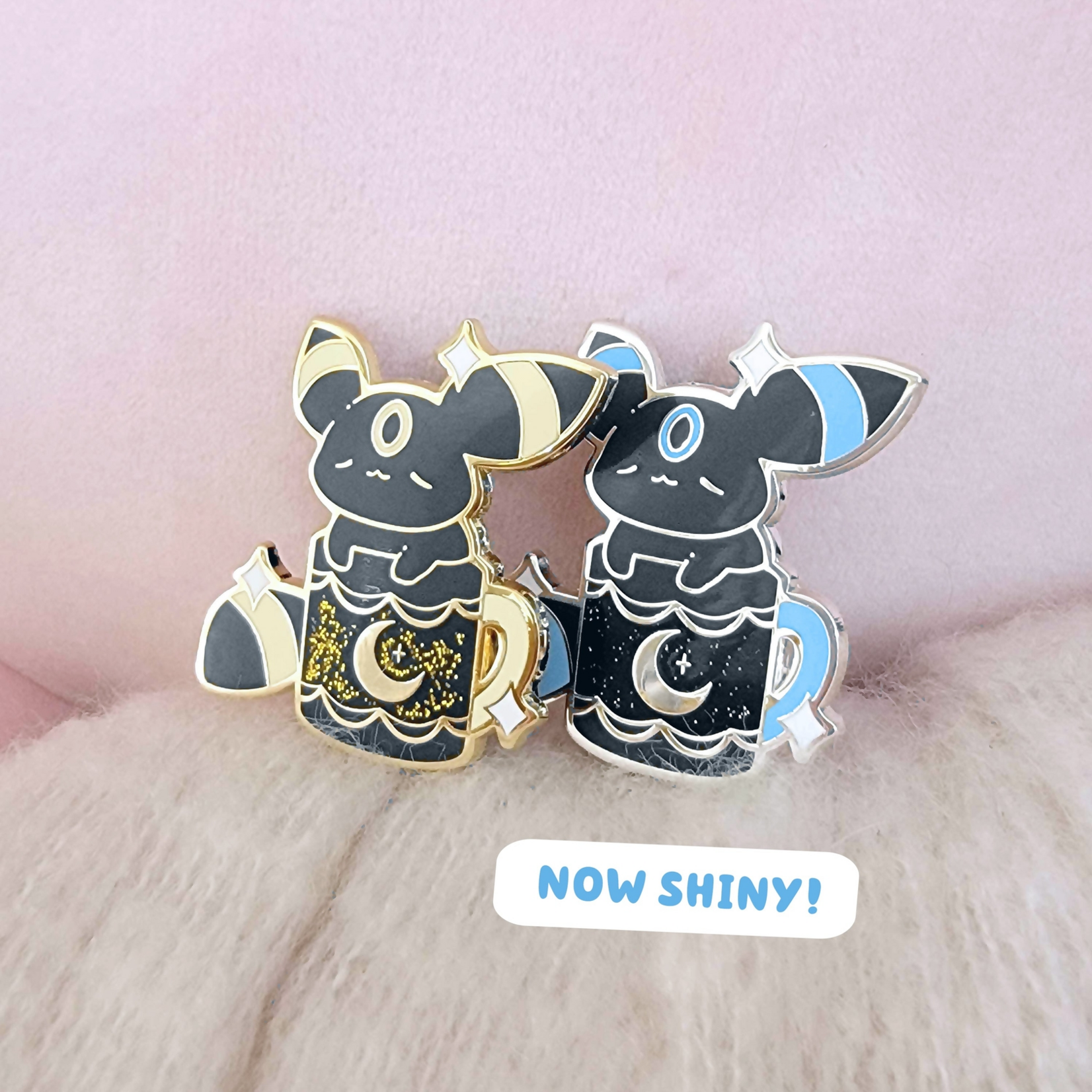 Xhilyn Black Coffee Umbreon Eevee Enamel Pin Shiny Blue