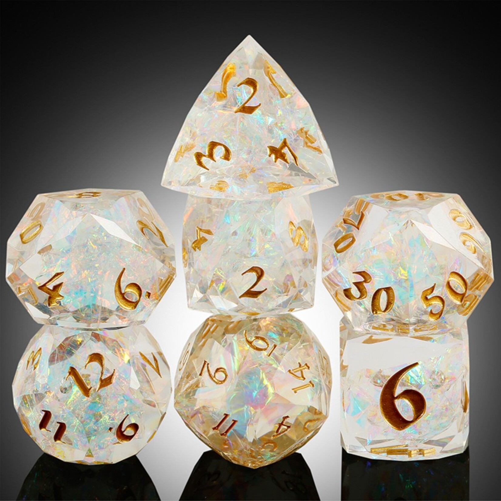 Dice Habit Dice Habit Faceted Sharp Edge Radiant Polyhedral 7 die set