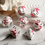 Dice Habit Dice Habit Dragon Pink and Silver Metal and Enamel Polyhedral 7 die set