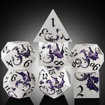 Dice Habit Dice Habit Dragon Purple and Silver Metal and Enamel Polyhedral 7 die set