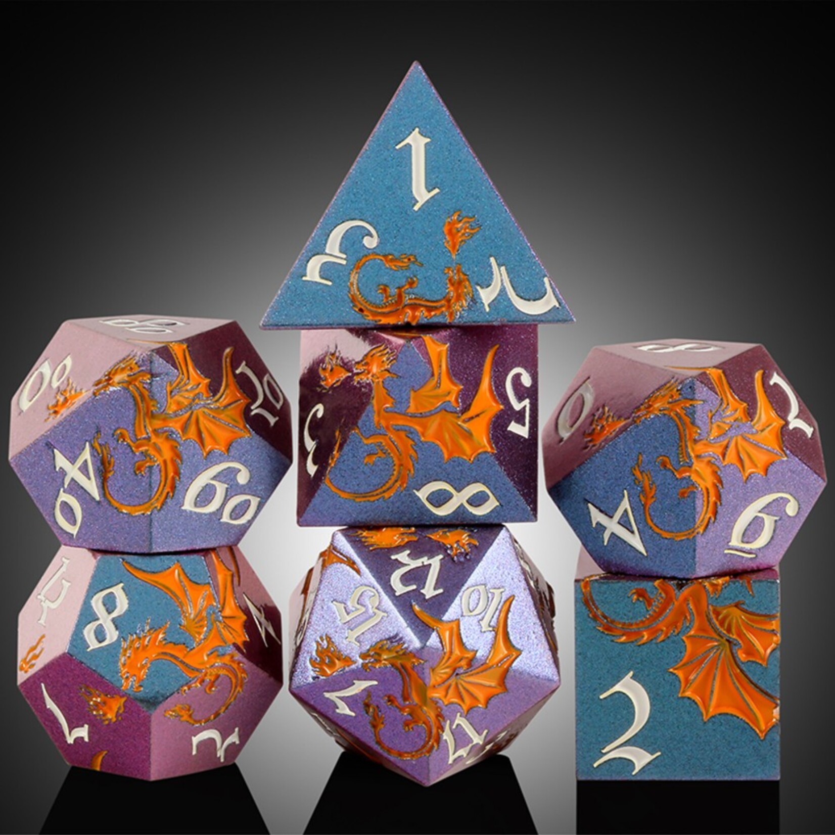 Dice Habit Dice Habit Dragon Gallant Metal and Enamel Polyhedral 7 die set