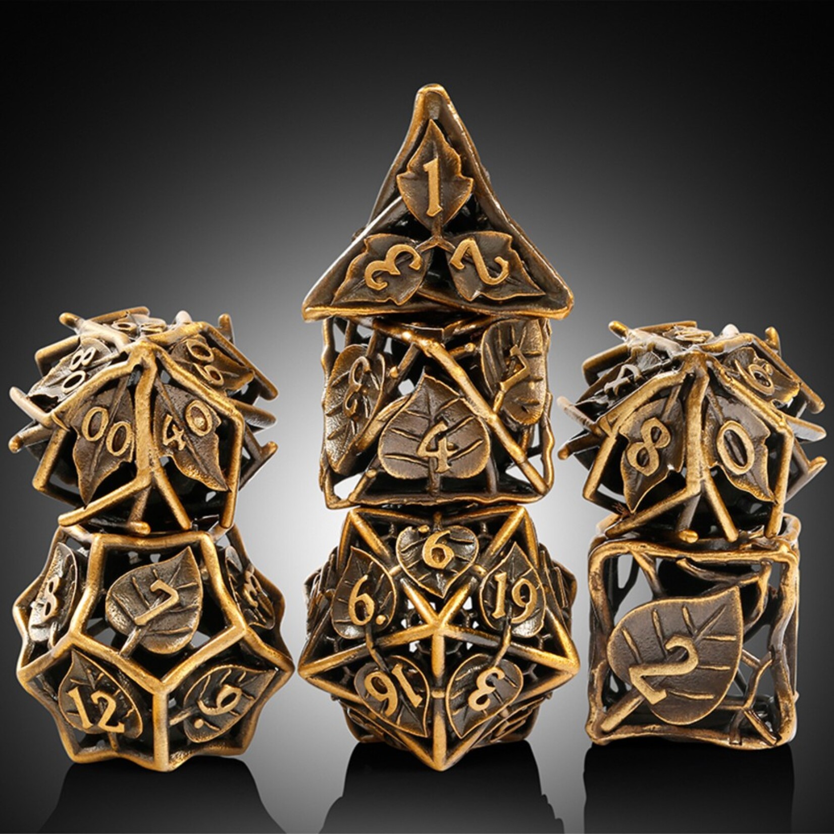 Dice Habit Dice Habit Hollow Vines Bronze Polyhedral 7 die set