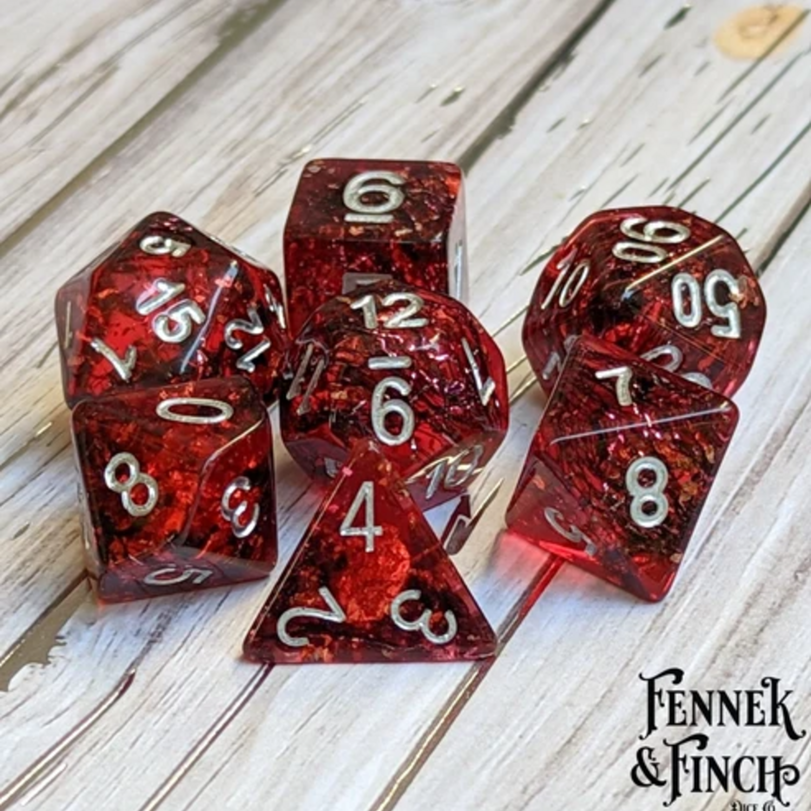 Fennek and Finch Blood Skies Dark Forest w/ Bats Polyhedral 7 die set