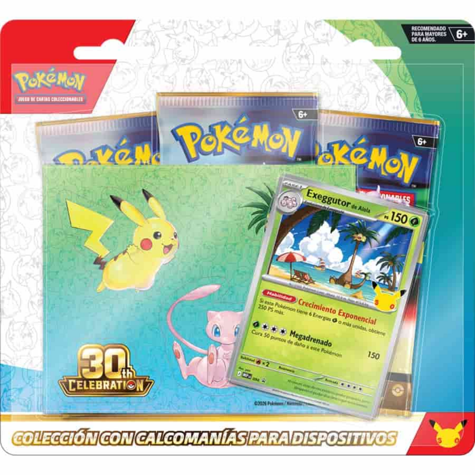 Pokemon Company International Pokemon 30th Celebration Tech Sticker Collection Alolan Exeggutor PACK