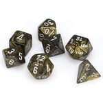 Chessex Chessex Leaf Black / Gold with Silver Polyhedral 7 die set