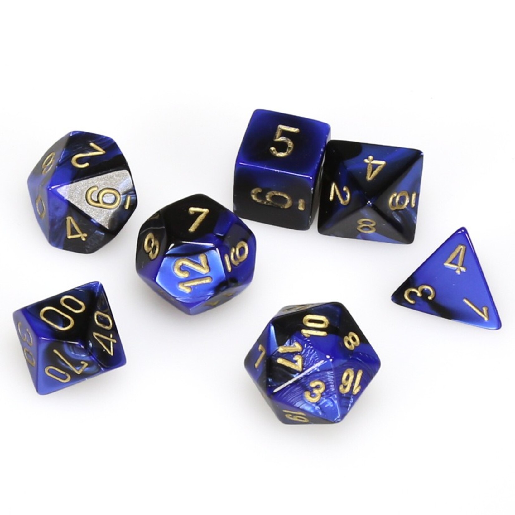 Chessex Chessex Gemini Black / Blue with Gold Polyhedral 7 die set