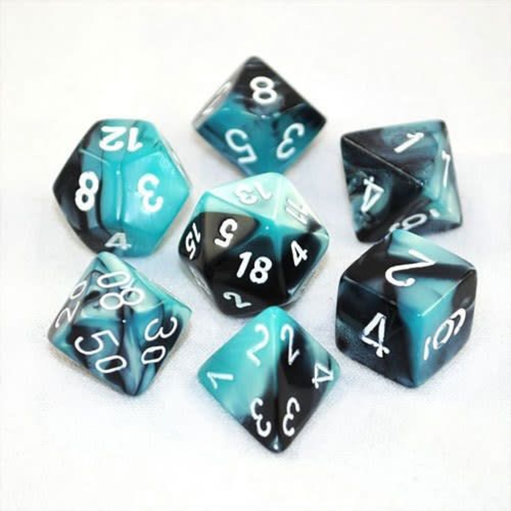 Chessex Chessex Gemini Black / Shell with White Polyhedral 7 die set