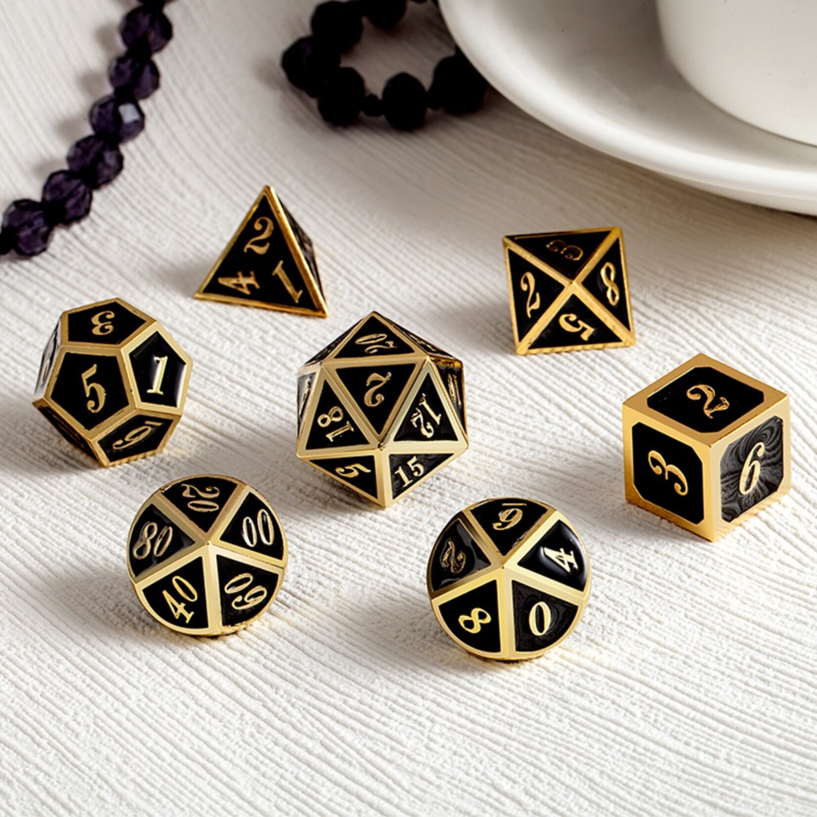 Dice Habit Dice Habit Black with Gold Metal Polyhedral 7 die set