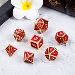 Dice Habit Dice Habit Red with Gold Metal Polyhedral 7 die set
