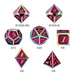 Dice Habit Dice Habit Red with Rainbow Metal Polyhedral 7 die set
