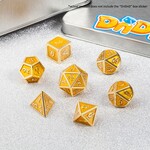 Dice Habit Dice Habit Yellow Glitter with Gold Metal Polyhedral 7 die set