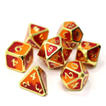 Die Hard Dice Die Hard Mythica Spellbinder Phoenix Red / Orange with Gold Metal Polyhedral 7 die set