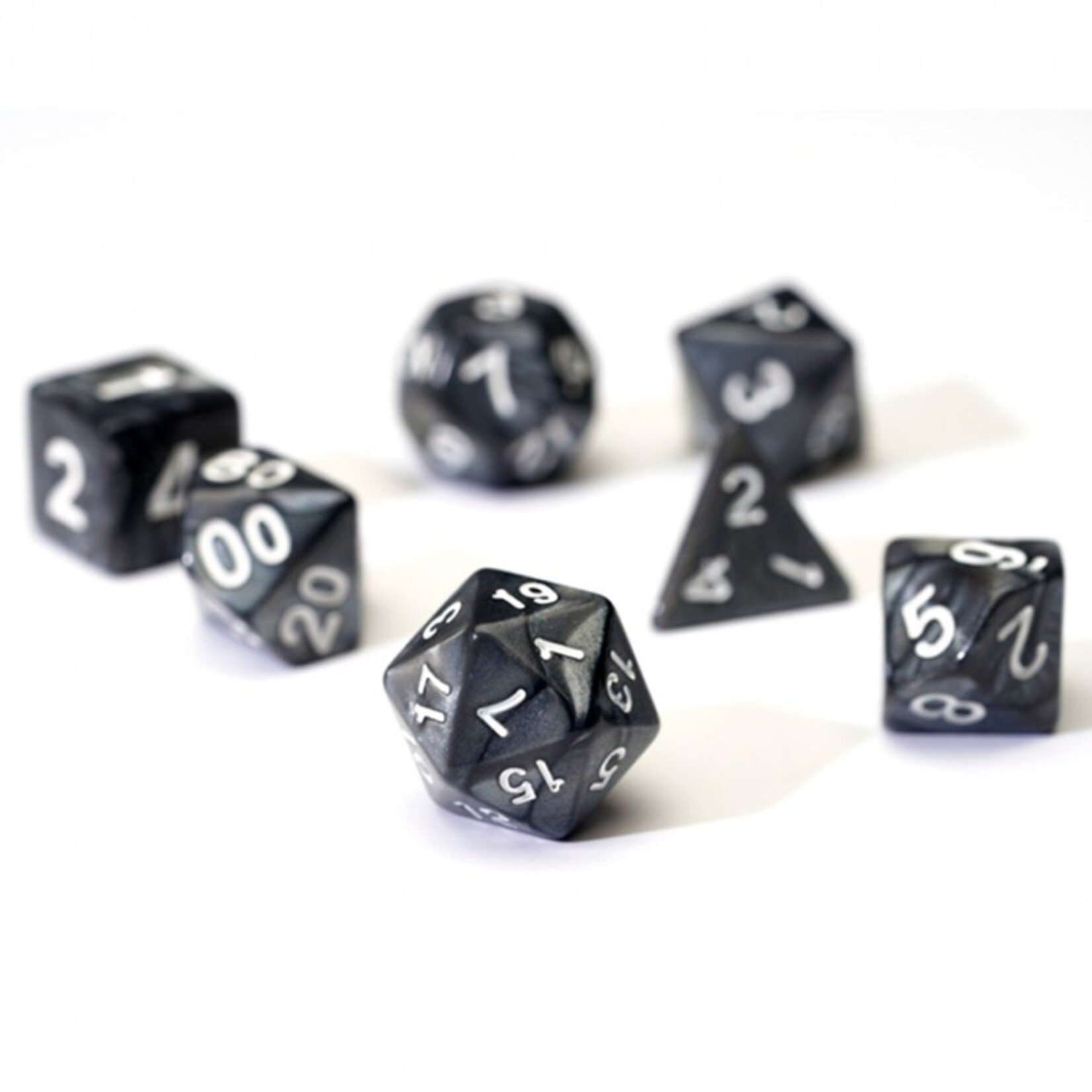 Sirius Dice Sirius RPG Dice Pearl Charcoal Grey with White Polyhedral 8 die set