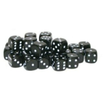 Chessex Chessex Opaque Black with White 12 mm d6 36 die set
