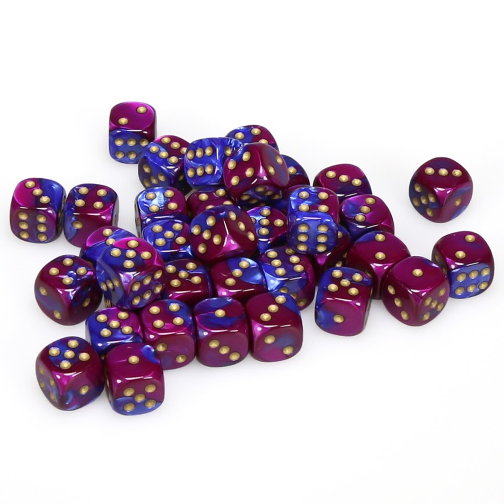 Chessex Chessex Gemini Blue / Purple with Gold 12 mm d6 36 die set