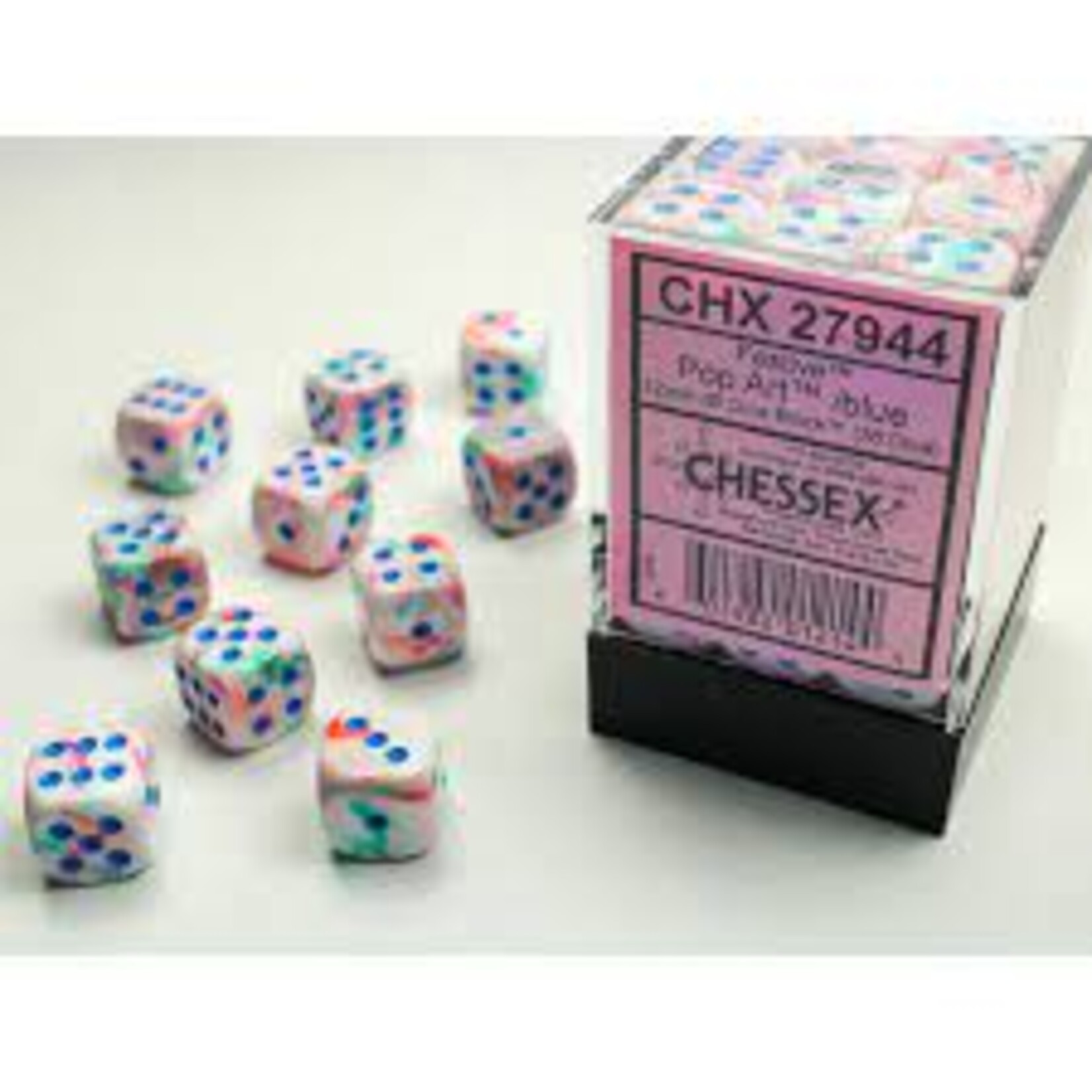 Chessex Chessex Festive Pop Art with Blue 12 mm d6 36 die set