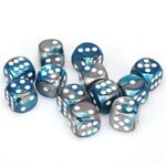 Chessex Chessex Gemini Steel / Teal with White 16 mm d6 12 die set