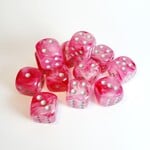 Chessex Chessex Ghostly Glow Pink with Silver 16 mm d6 12 die set