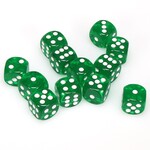 Chessex Chessex Translucent Green with White 16 mm d6 12 die set