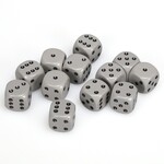 Chessex Chessex Opaque Grey with Black 16 mm d6 12 die set