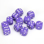 Chessex Chessex Opaque Purple with White 16 mm d6 12 die set