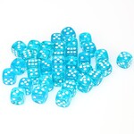 Chessex Chessex Translucent Teal with White 12 mm d6 36 die set