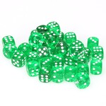 Chessex Chessex Translucent Green with White 12 mm d6 36 die set