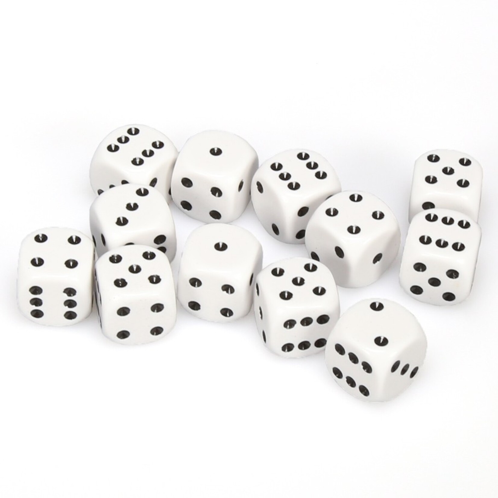 Chessex Chessex Opaque White with Black 16 mm d6 12 die set