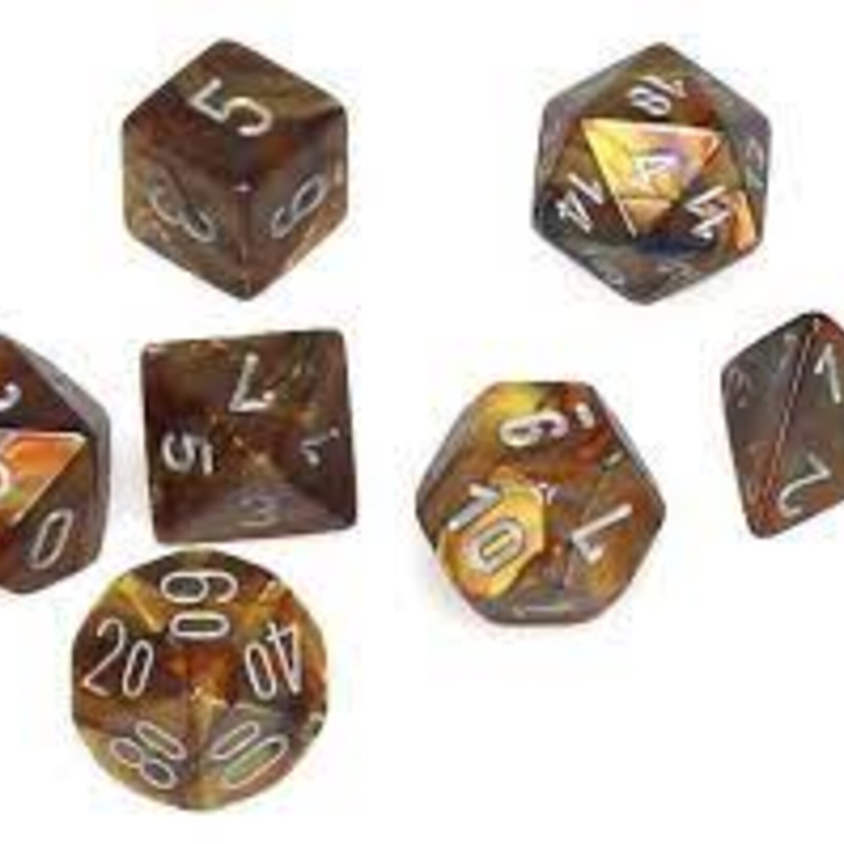 Chessex Chessex Lustrous Mini Gold w/ Silver Polyhedral 7 die set