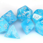 Chessex Chessex Luminary Mini Sky w/ Silver Polyhedral 7 die set