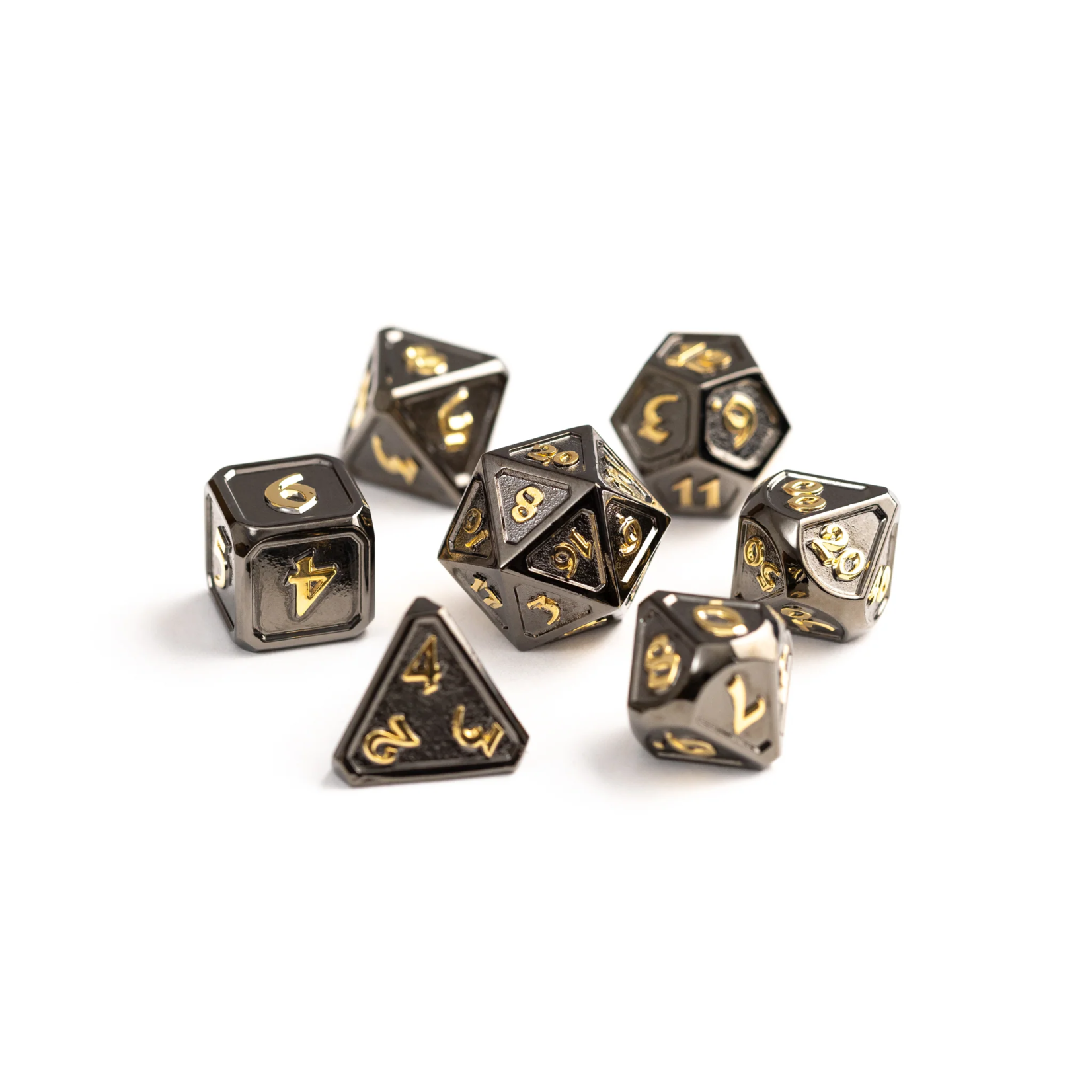 Die Hard Dice Die Hard Mythica Shadowcrown Black w/ Gold Metal Polyhedral 7 die set