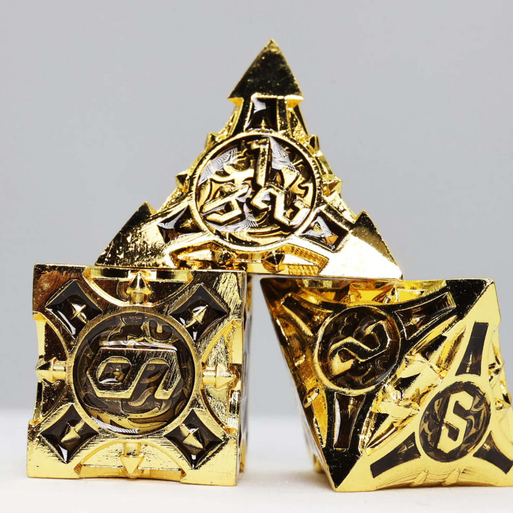 Foam Brain Games Imperial Gold Arrow Metal RPG dice 7 die set