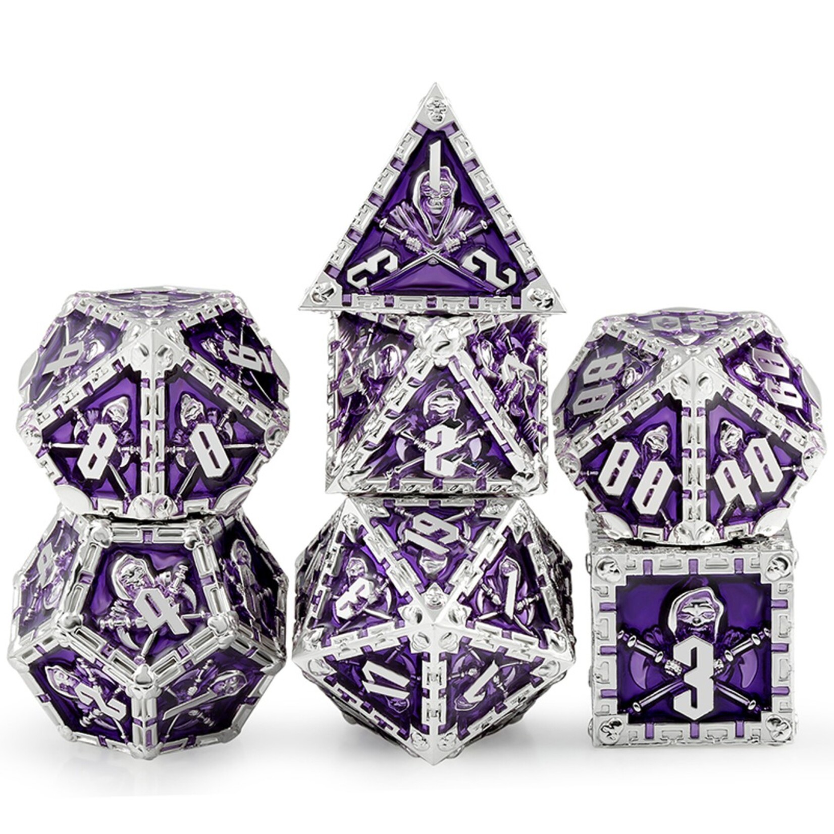 Dice Habit Dice Habit Reaper Purple with Silver Metal Enamel Polyhedral 7 die set