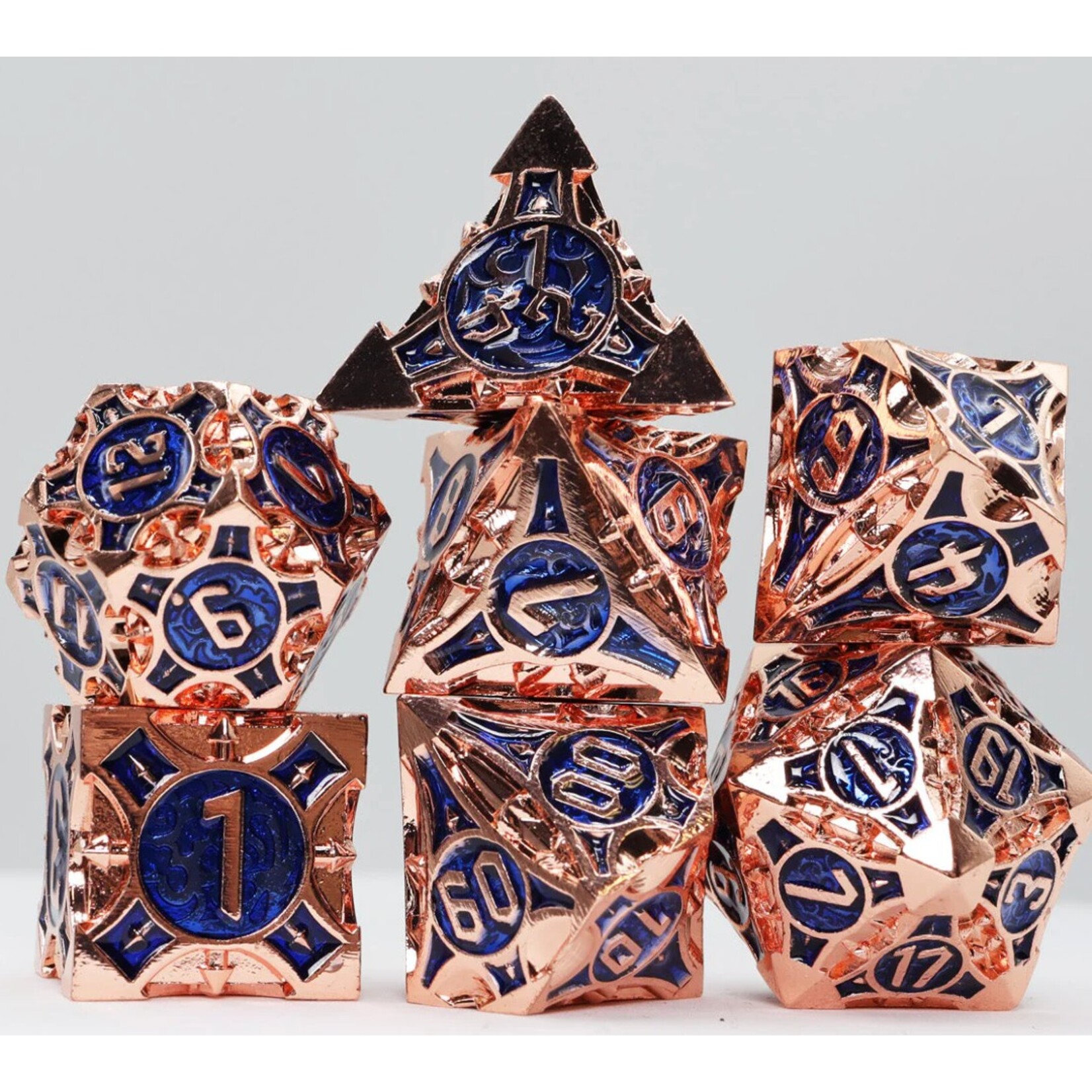 Foam Brain Games Quiver of Arrows Discovery Arrow Copper Blue Metal RPG dice 7 die set
