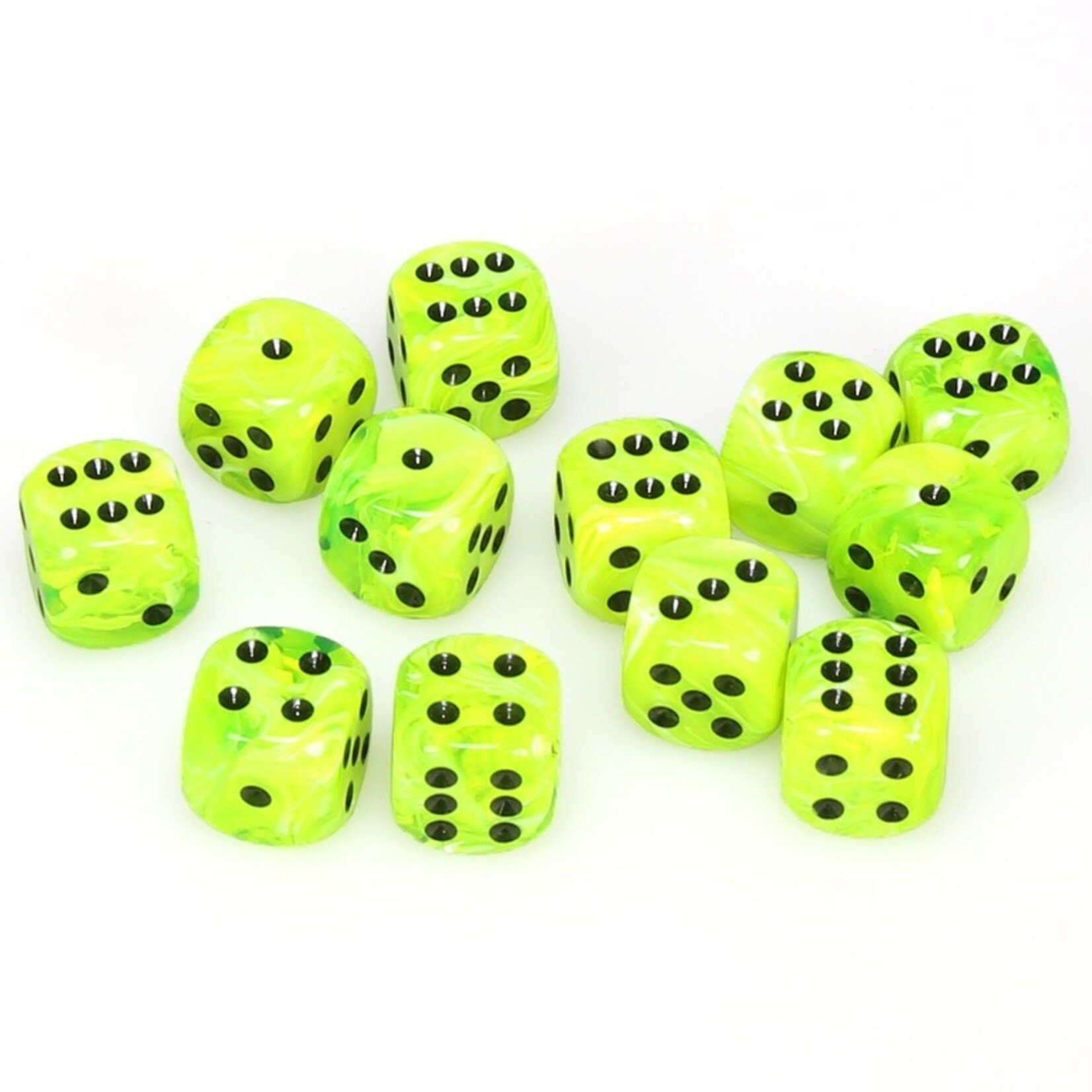 Chessex Chessex Vortex Bright Green with Black 16 mm d6 12 die set