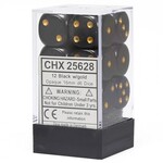 Chessex Chessex Opaque Black with Gold 16 mm d6 12 die set