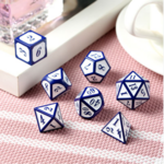 Dice Habit Dice Habit White with Blue Metal Polyhedral 7 die set
