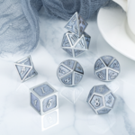 Dice Habit Dice Habit Ice Sparkle Grey with Silver Polyhedral 7 die set