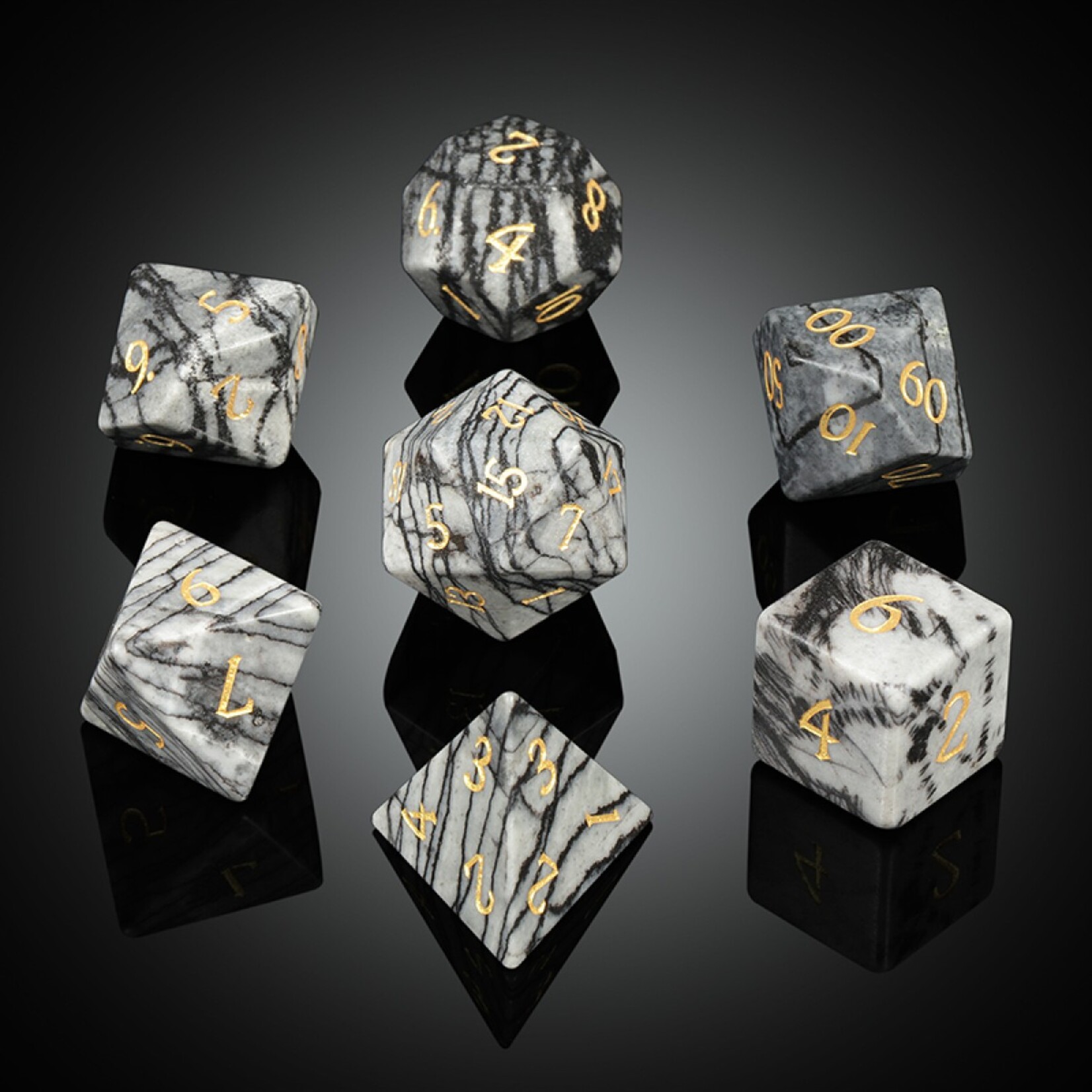 Dice Habit Dice Habit Gemstone Spiderweb Jasper Polyhedral 7 die set