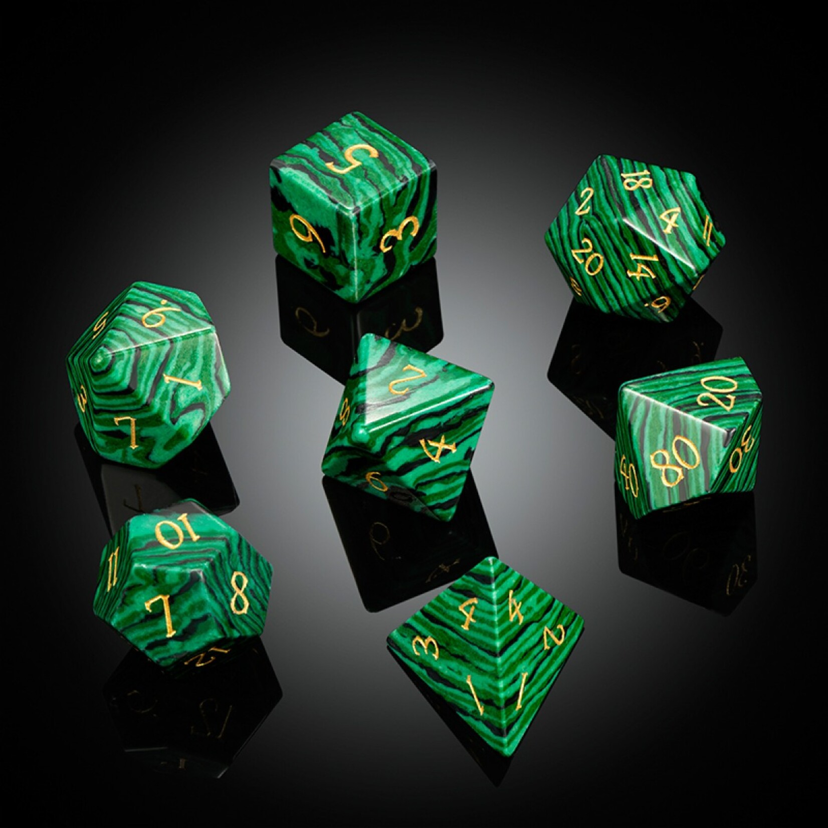 Dice Habit Dice Habit Gemstone Malachite Synthetic Polyhedral 7 die set