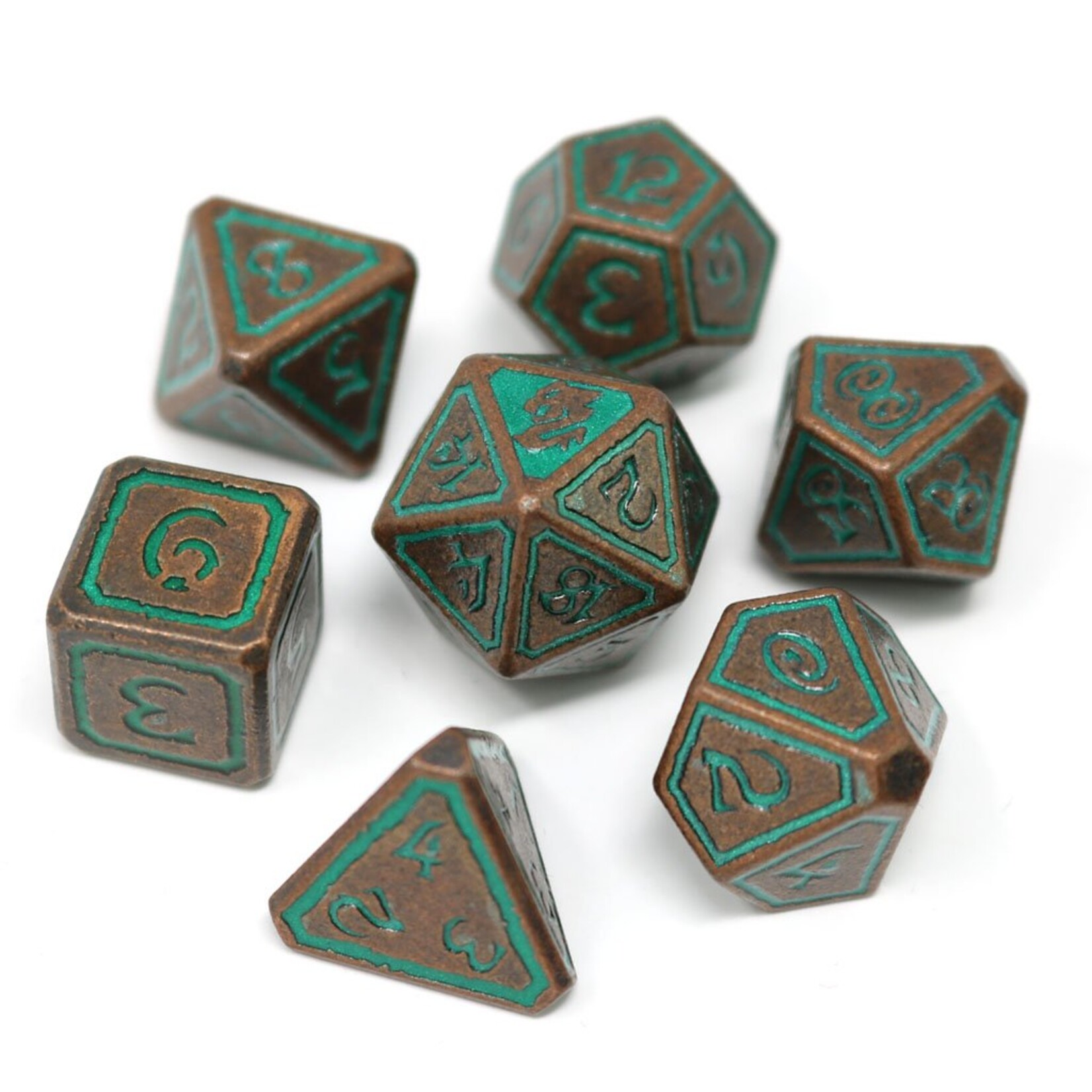 Die Hard Dice Die Hard Unearthed Sage Copper with Green Metal Polyhedral 7 die set