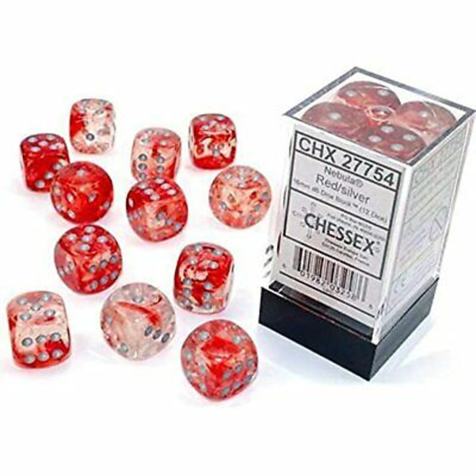 Chessex Chessex Nebula Red with Silver Luminary 16 mm d6 12 die set